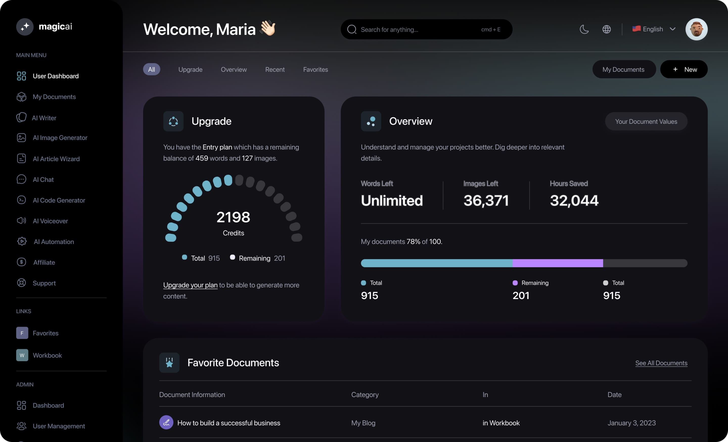 Image of Maus Web dashboard
